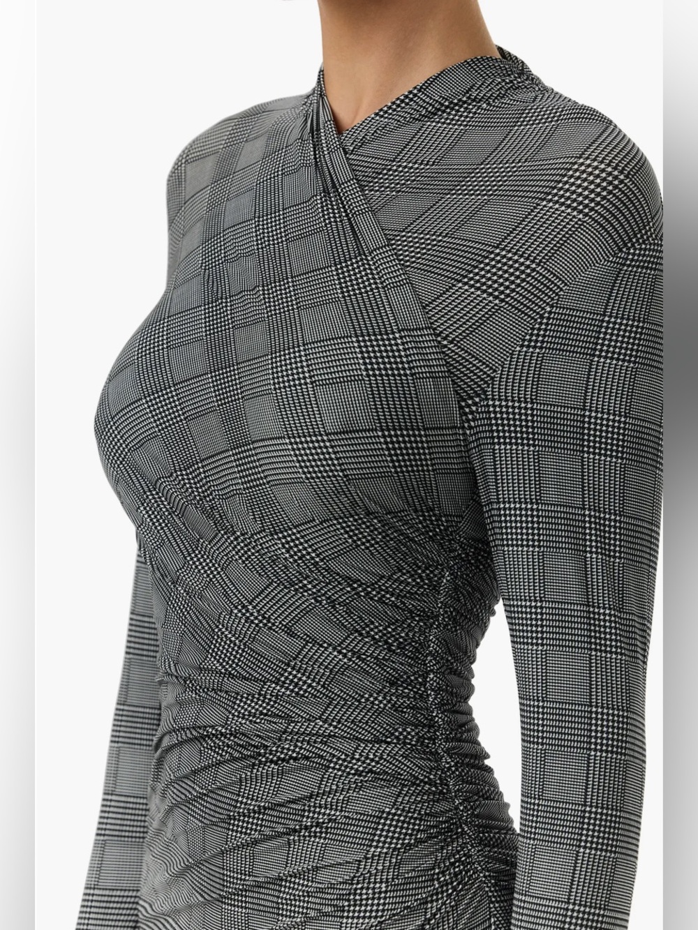 naked wardrobe Black & White Plaid Wrap-Style Maxi Dress NWOT